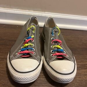 Converse all star low women size 11 men size 9 with Hickies no tie lacing